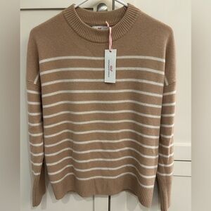 NWT Vineyard Vines cashmere Tan and Cream Striped Sweater, size small.